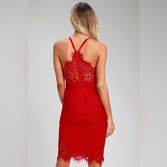 Velvet Torch Red Lace Bodycon Midi Dress, Women’s Size Small. - Picture 5 of 13